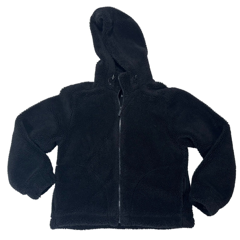 Carbon 38 Women Black Teddy Fleece‎ Zip Up Hoodie Jacket Cozy Sherpa size Medium
